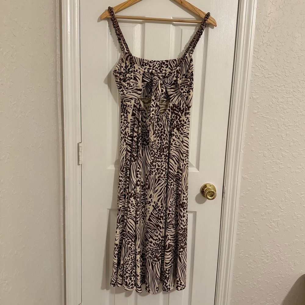 Maggy Boutique Y2K Animal Print Beaded Spaghetti Strap Midi Dress - Picture 4 of 9